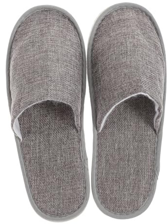 BESPORTBLE Foldable Travel Slippers for Men Women - Portable Machine Washable Hotel Footwear, Lightweight Compact Spa Slippers for Long Flight, Indoor Guest House, Hospital, Grey