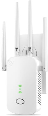 WiFi Extender, 2.4G WiFi Extender Signal Booster – 10888 Sq Ft, 80 Devices Supported & 1-Tap Faster Setup