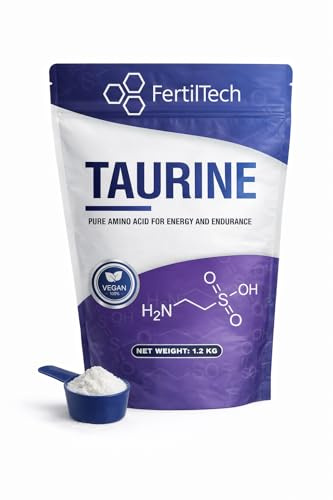 Taurine en Poudre 1.2 kg (1200 g) – 480 Portions (16 Mois) – Format Maxi Durée – Pureté ≥ 99,8% – Haute Qualité – Sans Additifs – Sans Arôme – Vegan – Sans OGM – Conditionnée en France