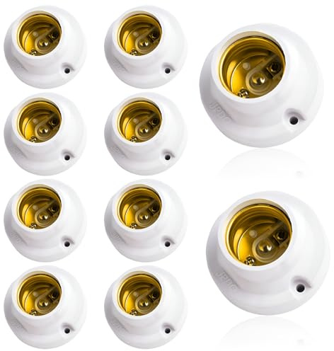 GZGXKJ 10 Pezzi Portalampada E27 Portalampada da Soffitto Universale Porta Lampada da Soffitto 220V Porta Lampada E27 per Portico Garage Cantina Lampadina a Risparmio Energetico (Bianco)