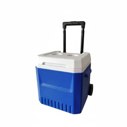 Ronyme Portátil con Aislamiento Nevera Transportable con PU Aislante Hielera de Ruedas Extensibles Compartimiento Térmico Portátil Adecuado para Vendedores, Azul