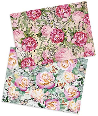 Ideen mit Herz - 2 hojas papel de arroz de precioso decoupage, DIN A4, 2 diseños diferentes, vintage, Navidad, etc.