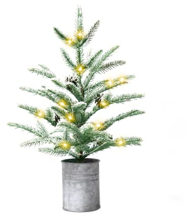 Small Christmas Tree 24 inch Mini Christmas Tree Pre-lit with 60 Lights Rustic Style Tabletop Tree 2 ft
