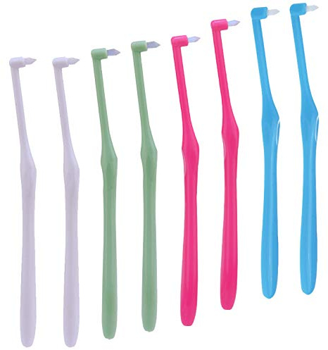 Lanzn 8 Pcs Interspace Toothbrush, Soft Single Tufted Toothbrush with Cover Slim Interspace toothbrushes interdental Brushes for Orthodontic Braces Detail Cleaning for Sensitive Gums Deep Cleaning