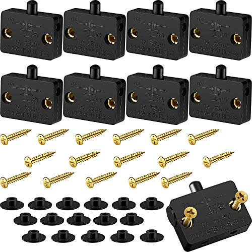 RUNCCI-YUN 8 Pack 1A 250V Cupboard Door Light Control Auto Switch Push to Break for Wardrobe (Black)