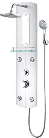 vidaXL Duschpaneel Duschsystem Duschset Regendusche Duscharmatur Duschsäule Dusche Badezimmer Massagedüsen Handbrause 25x43x110cm Silbern