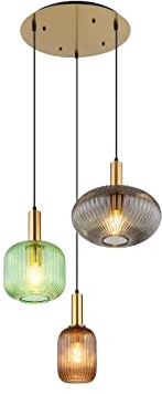 GLOBO LIGHTING Pendelleuchte mit 3 Glasschirmen mehrfarbig, Ø 55cm