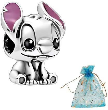 JABEDE Charm Stitch in Argento 925 (S925) – Ciondolo compatibile con bracciali europei e principali marche – Per bracciale donna/bambina – Regalo per fan di Lilo e Stitch + sacchettino