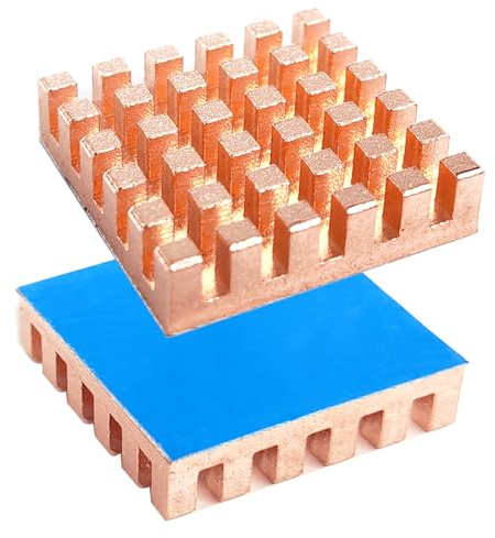 Dissipateur thermique en cuivre 25x25x6mm avec ruban adhésif thermoconducteur, dissipateurs de chaleur pour puce CPU IC, circuit imprimé, refroidissement d'équipement de précision, 2 pièce