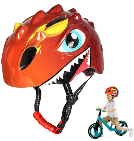 Surmounty Casque de vélo pour enfant, garçon et fille, avec joli design de dessin animé 3D, réglable, pour enfants âgés de 3 à 8 ans, orange