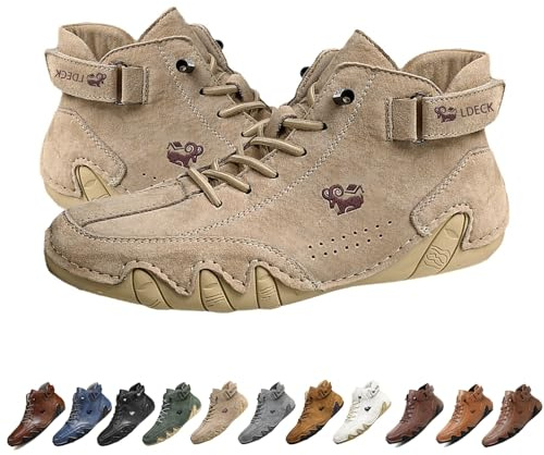 Bottes hautes en daim faites à la main en Italie, Beck Shoes Baskets décontractées légères et imperméables for hommes, chaussures pieds nus for hommes for la randonnée et la conduite, bottes Chukka(Ka
