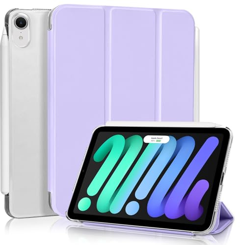4UBonLife Custodia Per iPad Mini 7ª Generazione 2024 (A17 Pro) Mini 6ª Generazione 2021 8,3 Pollici, Cover Protettiva Rigida Sottile, Cover Posteriore Opaca Traslucida per iPad mini 6 7, Viola Chiaro