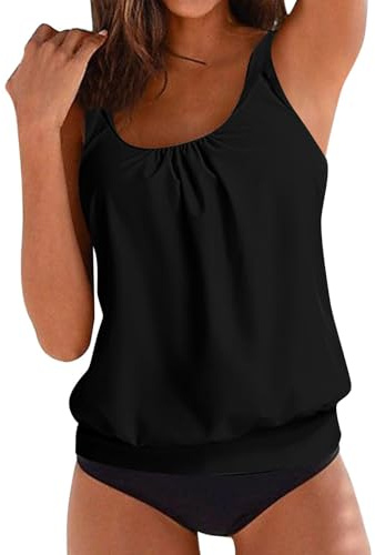 Costumi da Bagno Donna Intero Modellante 2025 Costumi Interi Mare Vita Alta Mestruale Trikini Beach Tankini Push Up Swimsuit Monokini Eleganti con Controllo della Pancia Nero L