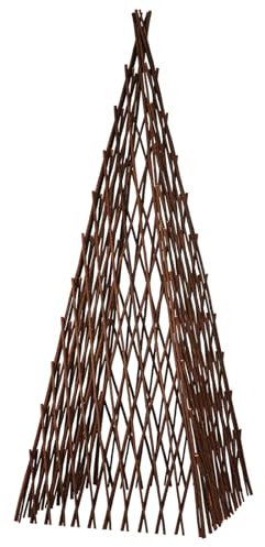 Expandable Teepee Wicker Plant Trellis,Obelisk Trellis for Climbing Plant Outdoor, Wicker Trellises for Plants Flower Self Standing Expandable Pyramid Trellis for Plant Protection and Plant Climbing
