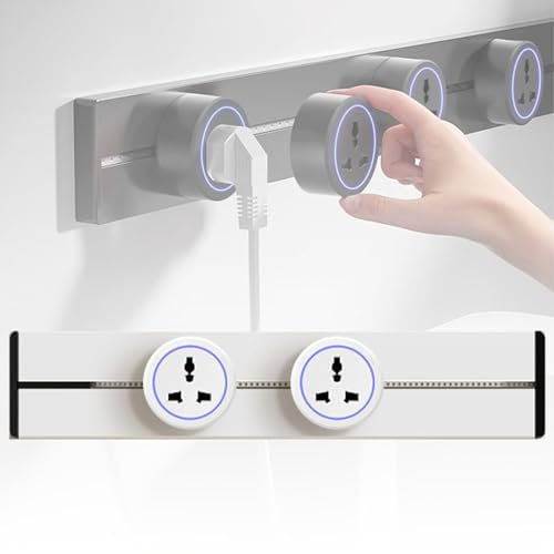 Generico Multipresa a Parete 8000W - Binario 2-5 Prese Universali, Prolunga per Cucina, Soggiorno, Studio, Ufficio (White, 40cm)