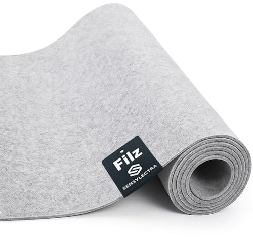 Sensylectra Filtrulle per meter, 30 cm x 300 cm x 2 mm, skärfiltsmatta, för gör-det-själv, förvaringsväska, lappverk (ljusgrå)