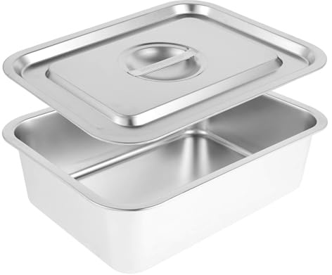 Molde para lasaña con Tapa, 14 x 10,4 x 4,1 Pulgadas, 7,4 QT Gastronorm, sartén de lasaña de Acero Inoxidable, Antiadherente, Recipiente para Horno, Bandeja