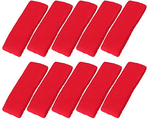 Mallofusa 10 PCS Cotton Sports Basketball Headband/Sweatband Head Sweat Band/Brace Gift Party Outdoor Activities (Red)