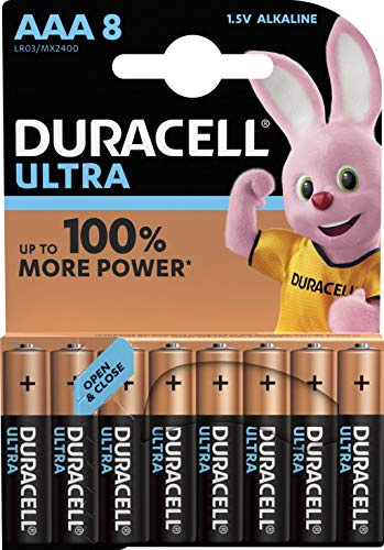 Duracell Ultra Power AAA Alkaline Batteries, 1.5 V LR03 MN2400, Pack of 8