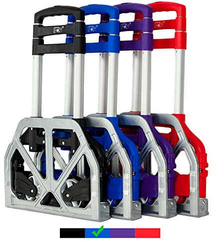 FCH Folding Hand Truck Aluminum Portable Folding Hand Cart 165lbs Capacity Hand Cart and Dolly Ideal for Home, Auto, Office,Travel Use,Blue