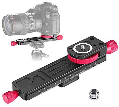 koolehaoda Metal Wormdrive Macro Focusing Focus Rail Slider/Close-up Shooting Clamp Plate: 115mm Adjustment with 1/4Screw Head for DSLR Cameras,Tripod Ballhead, Arca/RRS Lever Clamp Compati (W-160)