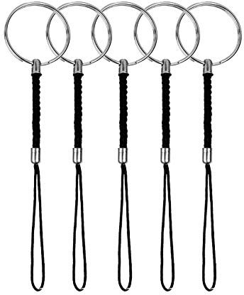 ENUODA 5 Stück Handschlaufe Lanyard Nylon Metall Schwarz Schlüsselanhänger Handschlaufe für Taschenlampe, Handy, USB-Stick, Kamera, Schlüsselanhänger