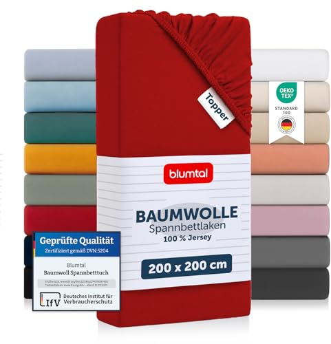 Blumtal Basics Underlakan - underlakan av 100% mjuk bomull, sängkläder, röd, set om 2