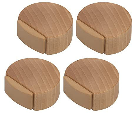 Kukicu Wooden Door Stop - Natural Beech, Pack of 4 - Suitable for All Floors
