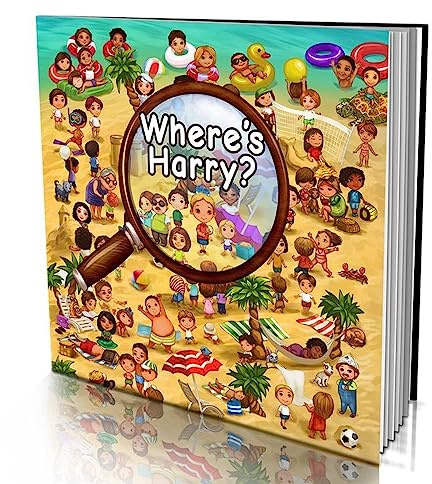 Personalised Story Book by Dinkleboo -Where’s Harry - for Kids Aged 0 to 8 Years Old - A Personalised Search and find Book, Where You are Looking for Yourself - Smooth, Matte Finish. Soft Cover