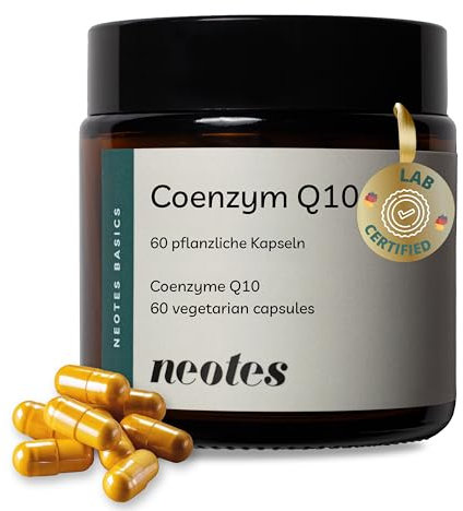 neotes Coenzym Q10 Kapseln hochdosiert - 2 Monate Vorrat mit 60 Stück- Longevity Q10 Ubichinon Vegan - 100mg pro Kapsel - 2 Monate Vorrat - 60 Stück