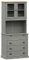 Festnight Küchenbuffet Buffetschrank VIGO Highboard Vintage Küchenschränke Küchenbuffet Kommode Holz Vitrinenschrank Vintage Küchenvitrine Grau 80x40x176 cm
