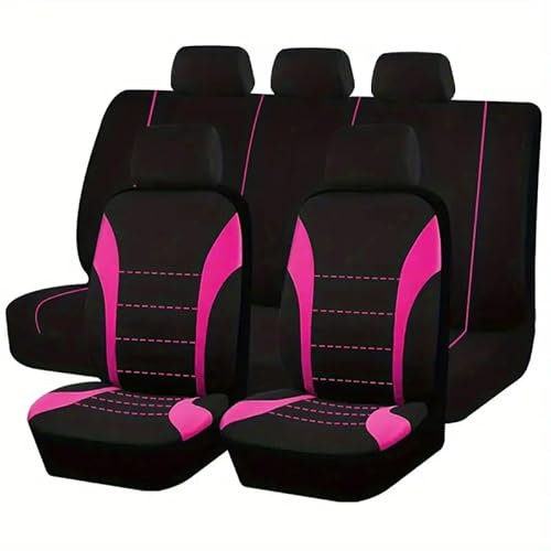 LEFEDA 5-Sitze Autositzbezüge Sitzbezug für VW UP 2015-2022, aus Polyesterfaser Komplett-Set mit Zubehör, Wasserdicht, Airbag kompatibel,D/Pink