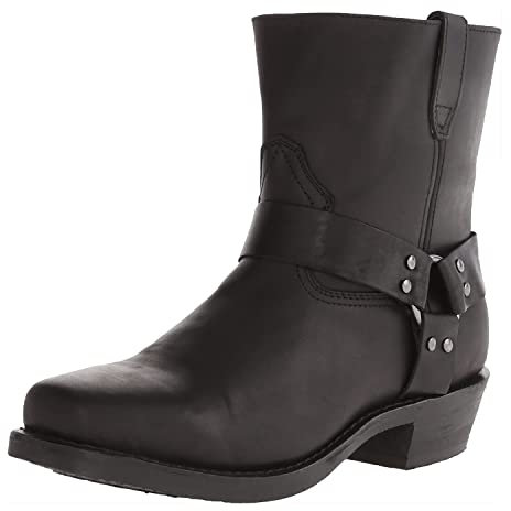 Stivali Western da Uomo Punta Quadrata Stivaletto Biker con Cerniera,Nero,39 EU