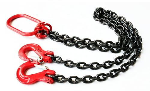 Chaine de Levage Élingue en Chaîne À Double Jambe, Chaînes Lourdes Capacité De 2 Tonnes pour Le Levage Et La Manutention Machines, Palan À Chaîne en Acier Allié pour Moteur avec Crochets Préhension (