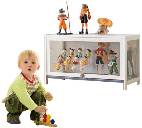 Witriolik 70x33x40cm Vitrine, 1 Couche Vitrine pour Collection, Armoire avec Vitrine Meuble de Rangement en Verre Debout Armoires de Curiosités pour Collection De Figurines Et Objets Rares, Blanc