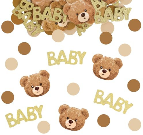 100Pcs Confettis Motif Ourson Baby Shower Baptême Naissance Anniversaire Bébé Décoration Table en Papier pour Fête Garçon Flle