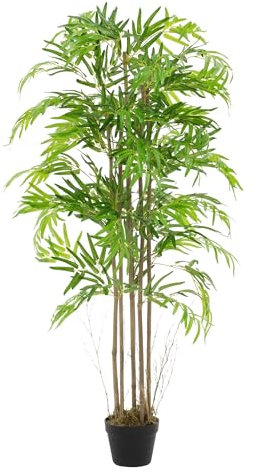 ML-Design Bambú Artificial 150 cm Decorativo, Planta Grande Estilo Oriental Falsa Tronco Hojas y Maceta de Plástico, para Interior y Exterior, Árbol Ornamental Realista para Salón Oficina o Recepción