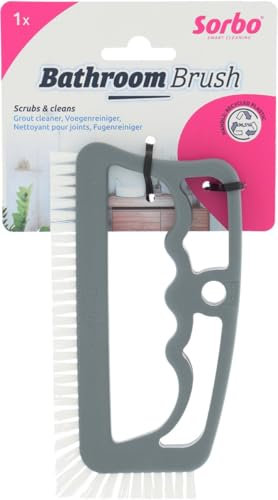 Sorbo Cepillo para Juntas de baño – Cepillo de Limpieza ergonómico con cerdas de Nailon – para Juntas de baldosas, Esquinas y Bordes – eficaz contra la Suciedad – Higiénico y Resistente – De plástico