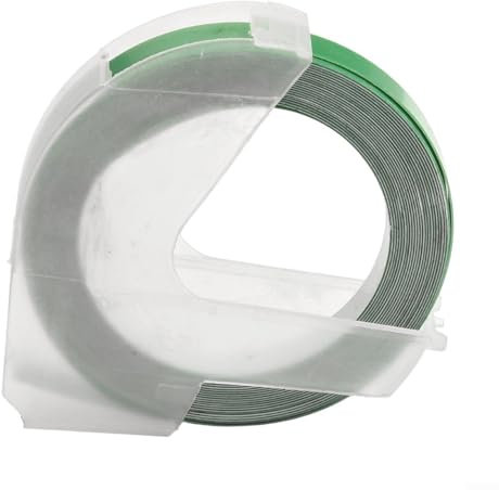 Mehrfarbiges Prägeband für Etikettierer, 6 mm x 3 m, geprägtes Klebeband, Prägeband für Etikettenhersteller zu Hause (grün)