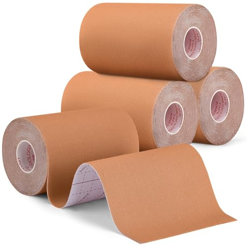 4 Rollen Kinesiologie Tape, 10 cm x 5 m Extra Breit zur Muskelunterstützung