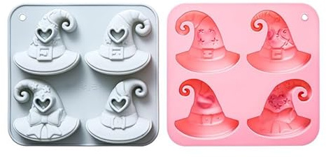 Set di stampi in silicone a forma di cappello da strega per cioccolato, cubetti di ghiaccio, torte, dessert, caramelle, mousse, pasticcini, sapone fatto a mano, topper per cupcake, gelatina, budino