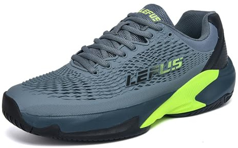 BLBK Scarpe da Tennis da Uomo,Scarpe da Badminton, Ammortizzate, Scarpe da Corte Traspiranti,Scarpe da Squash, Grigio Scuro 33, 43 EU