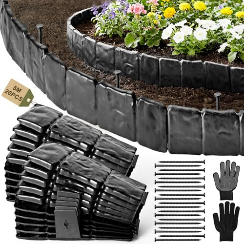 Bordure Jardin Exterieur, Bordure de Jardin Flexible Plastique (Noir)