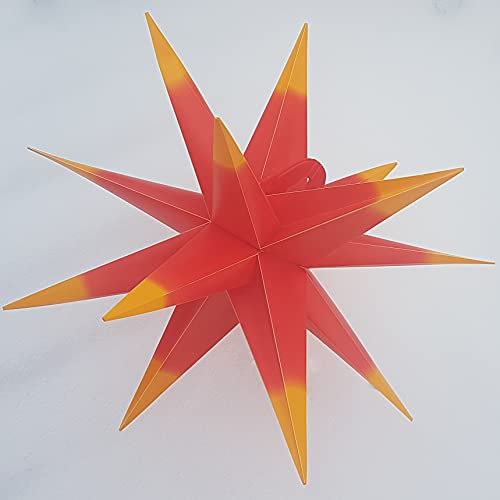 Outdoor Stern 15 Zacken Rot/Gelb beleuchteter Stern Weihnachtsstern Leuchtstern