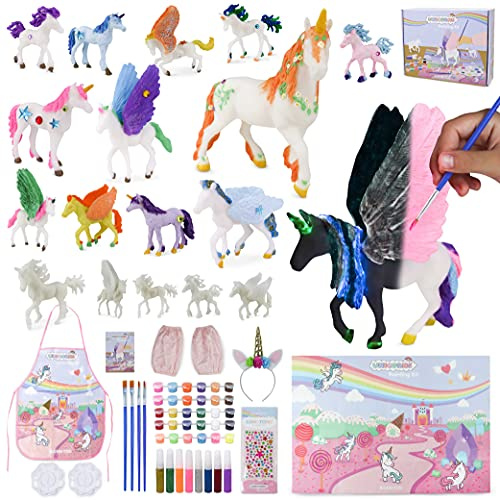 BONNYCO Unicorn Gifts for Girls Painting Kit 18 Set, Craft Kits for Kids with Glow in The Dark. Girls Toys 3 4 5 6 7 8 9 10 Years Old, Kids Crafts Gifts. Unicorn Toys, Birthday, Christmas