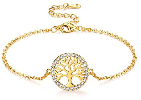 Jrêveinfini Arbre de Vie Bracelet Femme Enfant Fille Maman Argent 925, Personnalisé Bracelet Or Bijoux Porte Bonheur Mere Fille Femme, Bracelet Amitié Cadeau Fete des Meres Anniversaire Femme