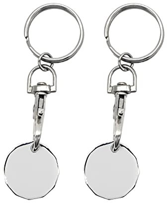 Junsasi 2pcs UK Trolley Coin Keyring Set Shopping Trolley Token Keyrings Cart Trolley Locker Key Trolly Shopping New £1 Coin Shape 12 Sided for Leisure Centre Supernarket Gym