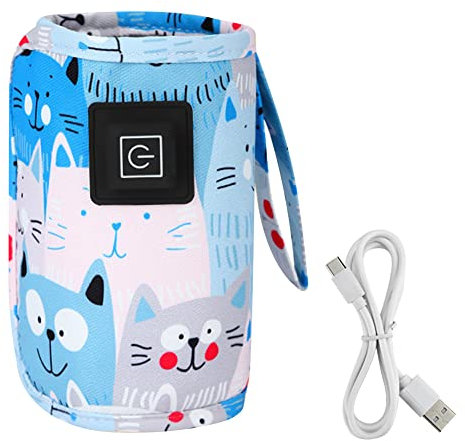 USB Babyflaschenwärmer, MoreChioce Flaschenwärmer Heizung USB Tragbarer Heizungsisolierungen Isolierung Thermostat Milchwärmer Beheizte Abdeckung mit 3 Einstellbar Temperature,Blau
