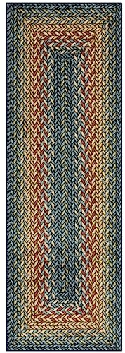 Maples Rugs Marion Bohemian Braided-Style Print Runner Rug – Made in USA – Washable, Non-Slip Indoor Runner for Hallway, Kitchen, and Laundry Room, 2' x 6', Multi-Color
