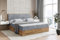 ALTDECOR Boxspringbett mit Matratze und Lattenrost, Boxbett, Topper, Polsterbett mit Bettkasten, Bett mit Stauraum H3-Matratze, Doppelbett, Springboxbett mit Eiche Holz - LOLLI8-180x200 Grau Samt